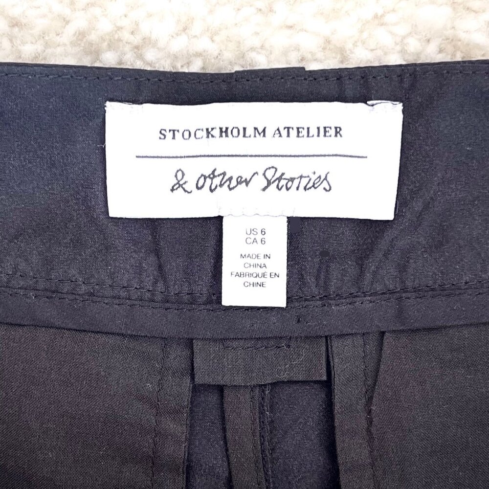 & Other Stories Wide Silk Trousers in Black Size 6 - Picture 5 of 11